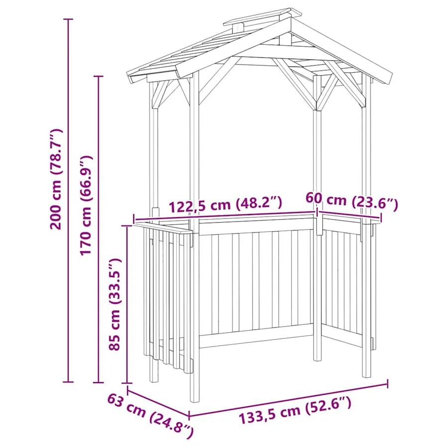 Abri pour barbecue 133,5 x 63 x 200 cm Pinède imprégnée - 10