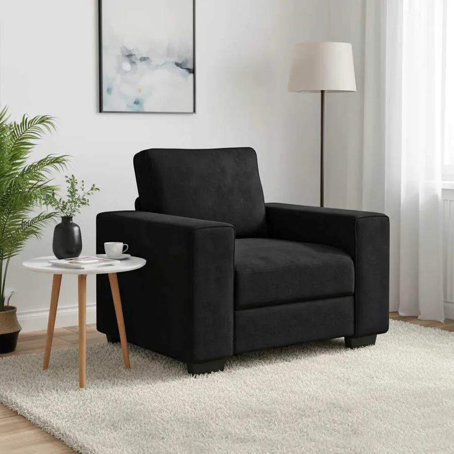 Fauteuil noir 100x77x82 cm velours