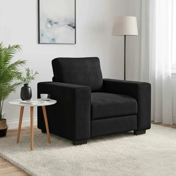 Fauteuil noir 100x77x82 cm velours