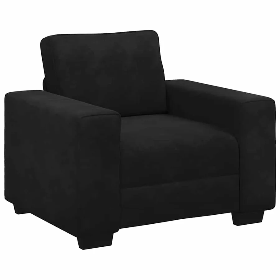 Fauteuil noir 100x77x82 cm velours - 2