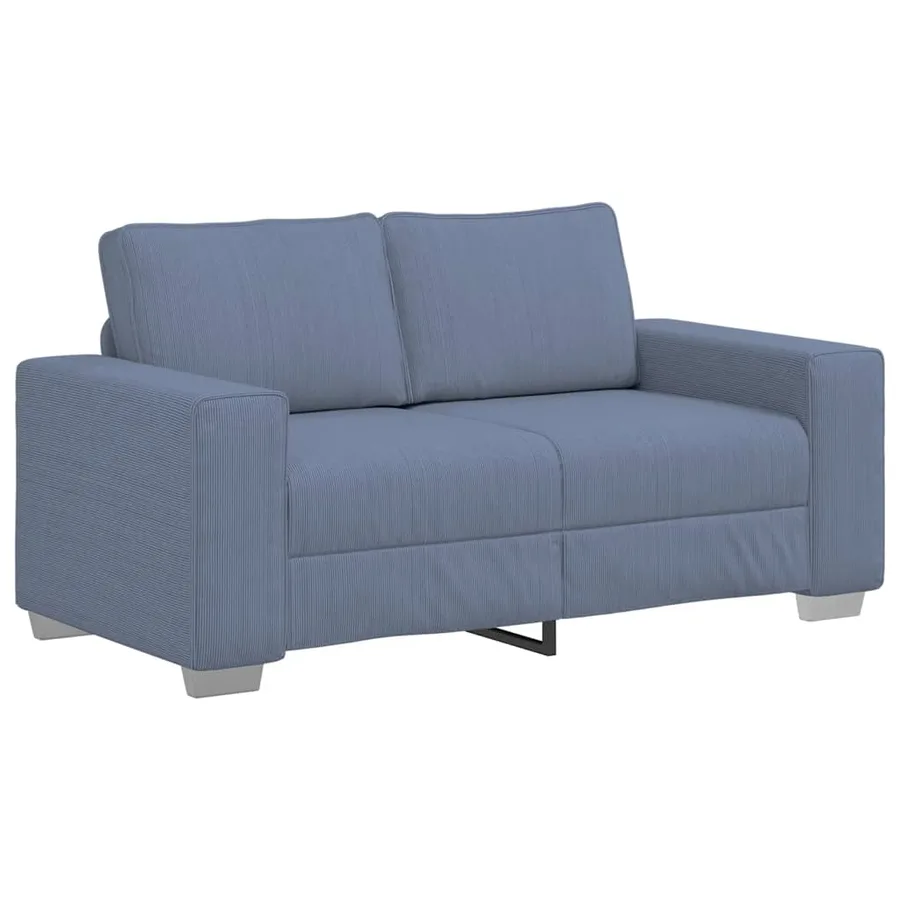 Canapé deux places bleu 160x77x82 cm en tissu velours côtelé - 2