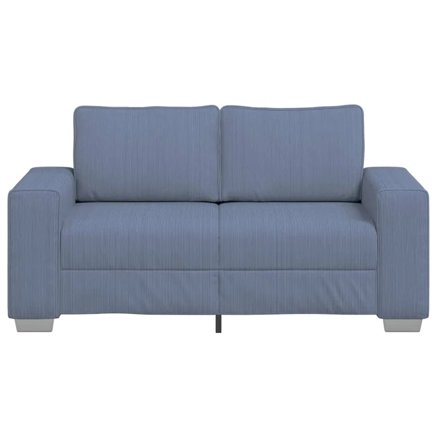 Canapé deux places bleu 160x77x82 cm en tissu velours côtelé - 4