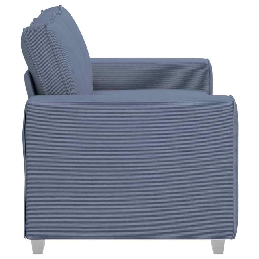 Canapé deux places bleu 160x77x82 cm en tissu velours côtelé - 5