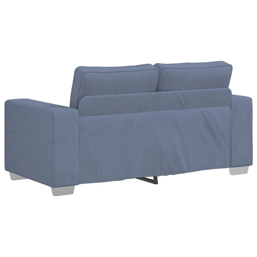 Canapé deux places bleu 160x77x82 cm en tissu velours côtelé - 6