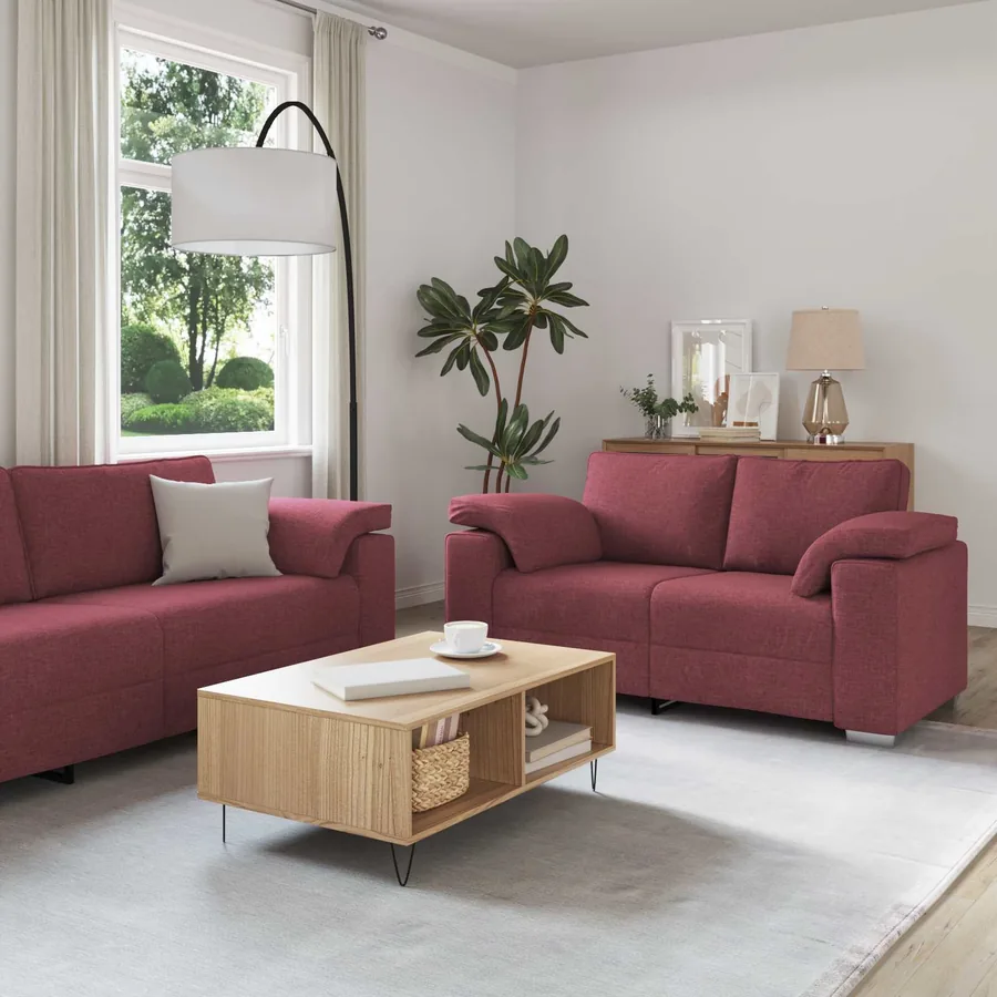 Canapé 2 pcs Bordeaux 219 x 80 x 82 cm tissu