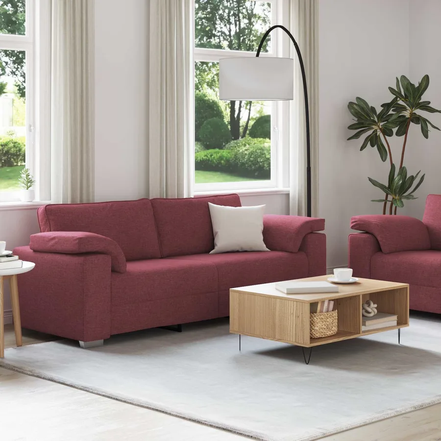 Canapé 2 pcs Bordeaux 219 x 80 x 82 cm tissu - 3