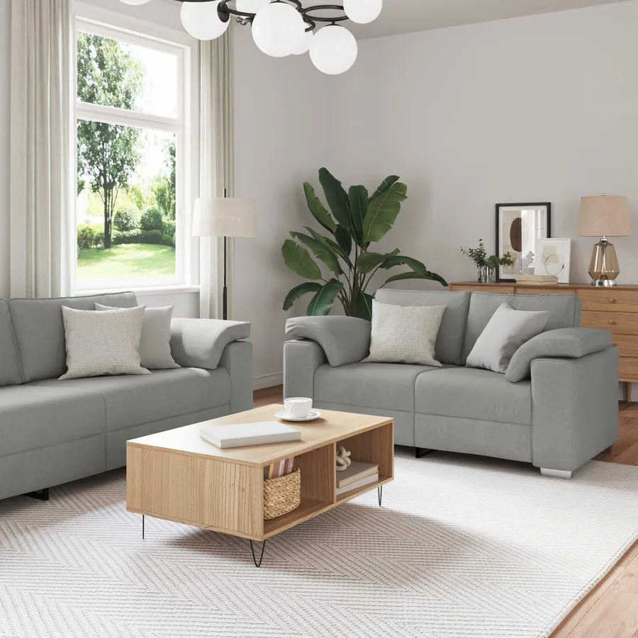 Canapé 2 pcs Gris nuage 219 x 80 x 82 cm tissu