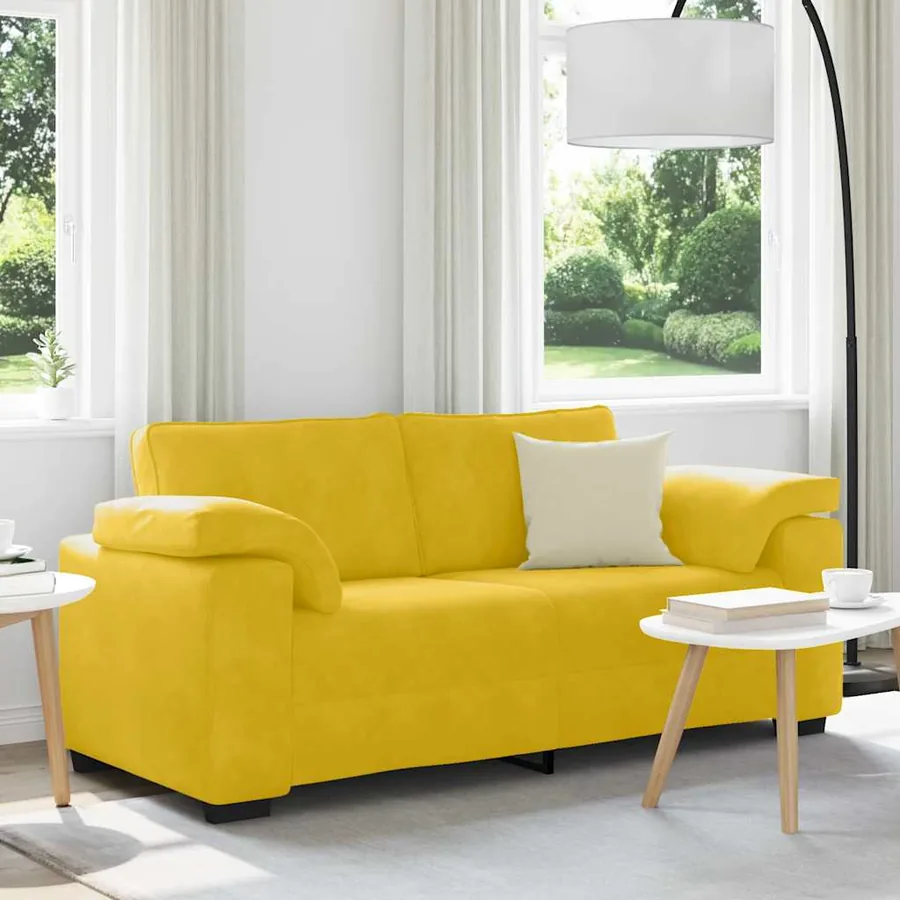 Canapé deux places jaune 180x77x82 cm velours