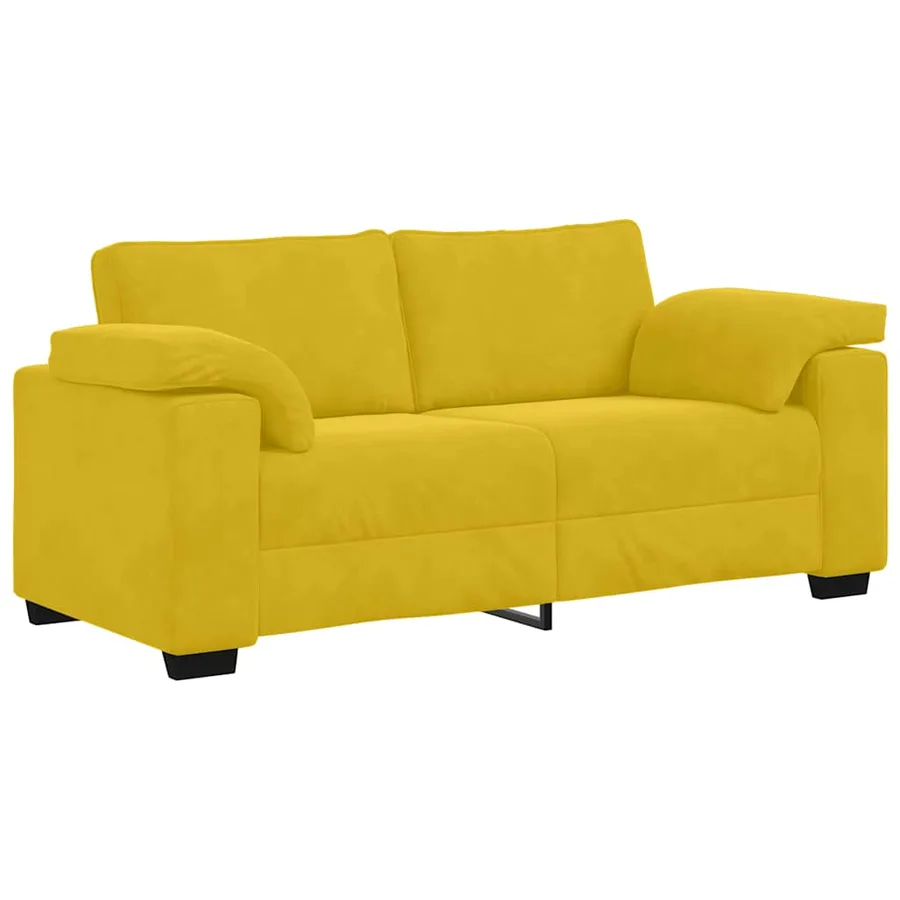 Canapé deux places jaune 180x77x82 cm velours - 2