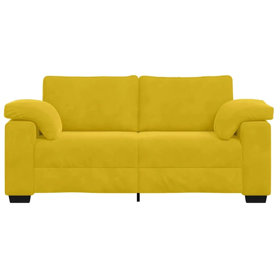 Canapé deux places jaune 180x77x82 cm velours - 4