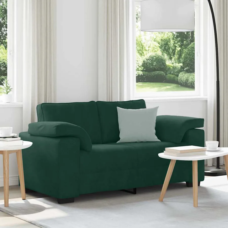 Canapé deux places vert foncé 160 x 77 x 82 cm velours