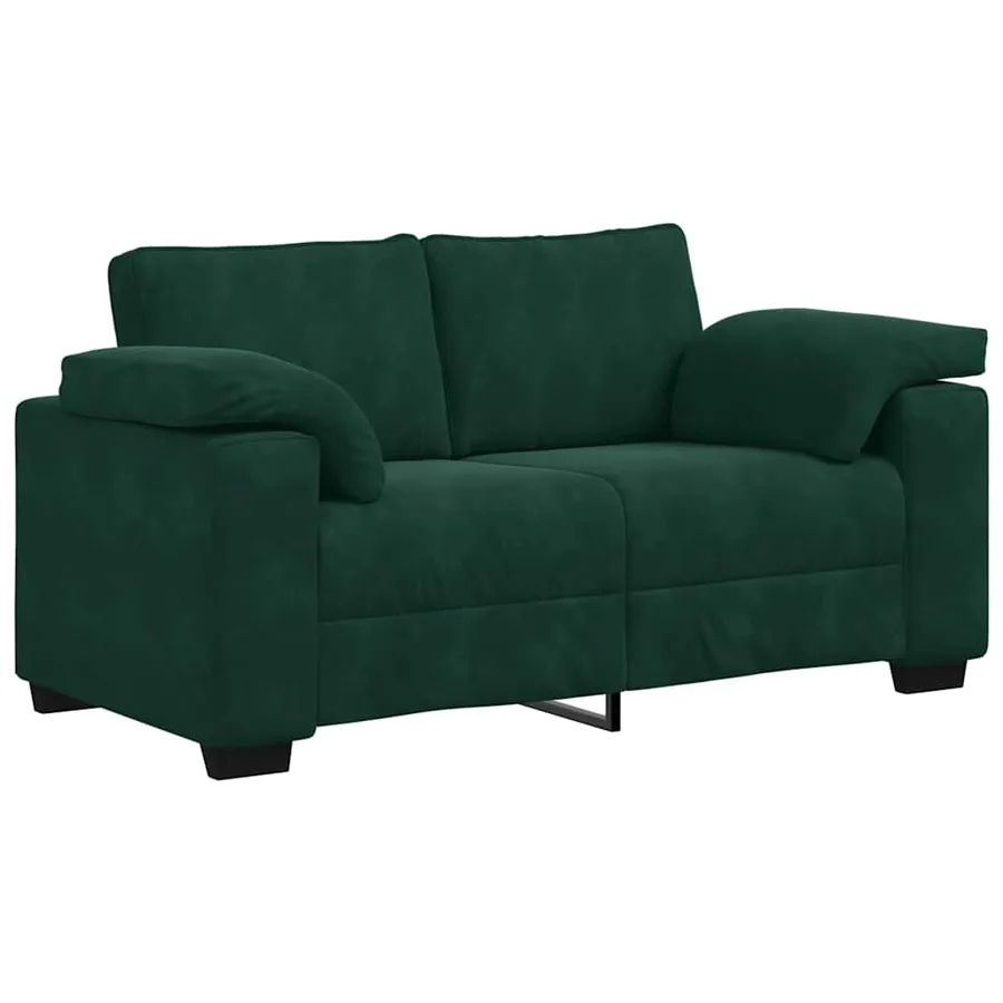 Canapé deux places vert foncé 160 x 77 x 82 cm velours - 2
