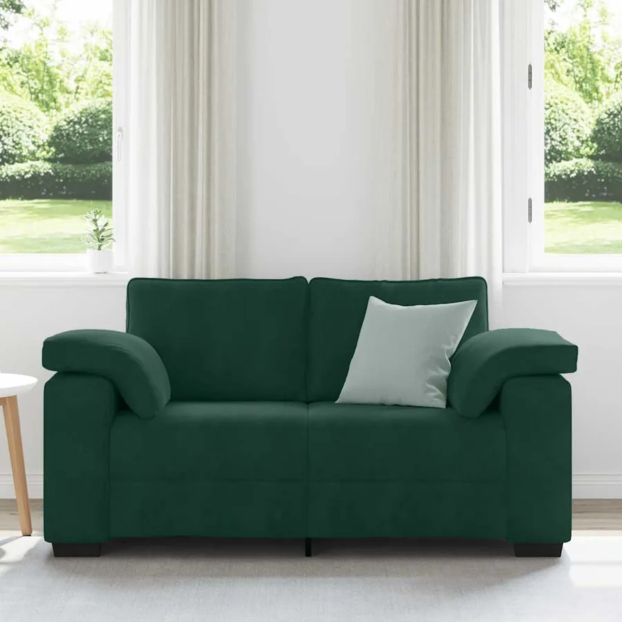 Canapé deux places vert foncé 160 x 77 x 82 cm velours - 3