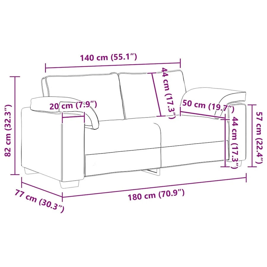 Canapé deux places Marron 180 cm tissu - 9