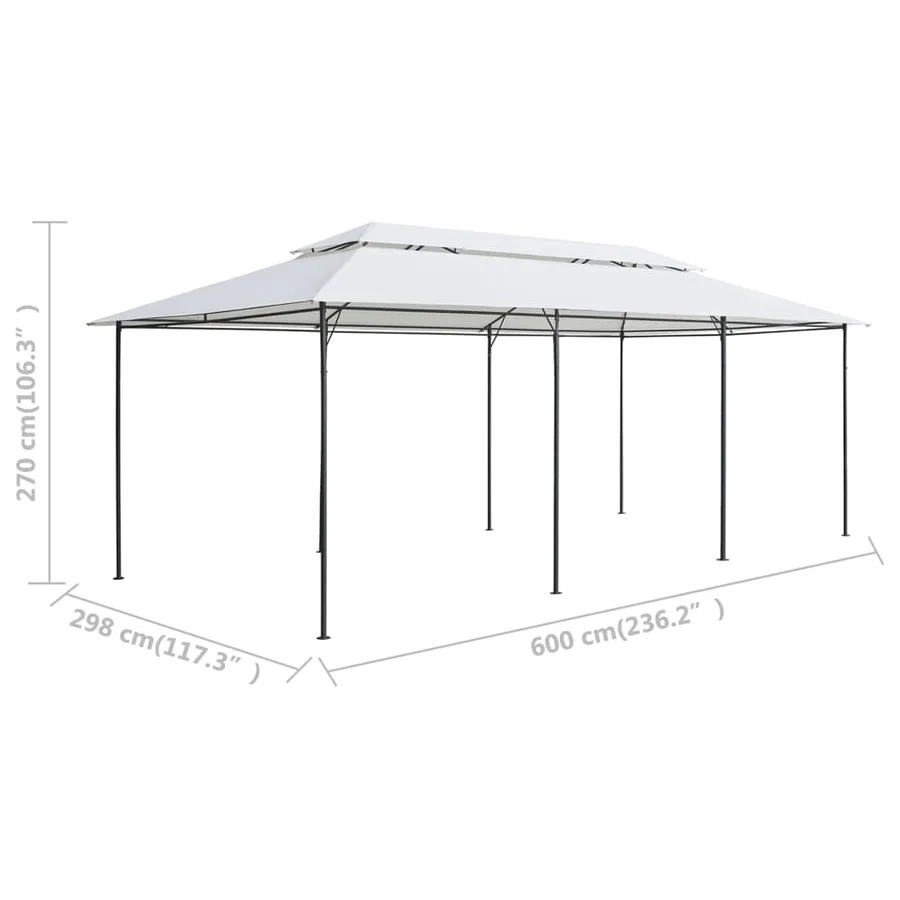 Belvédère avec rideaux 600x298x270 cm Blanc 180 g/m² - 7