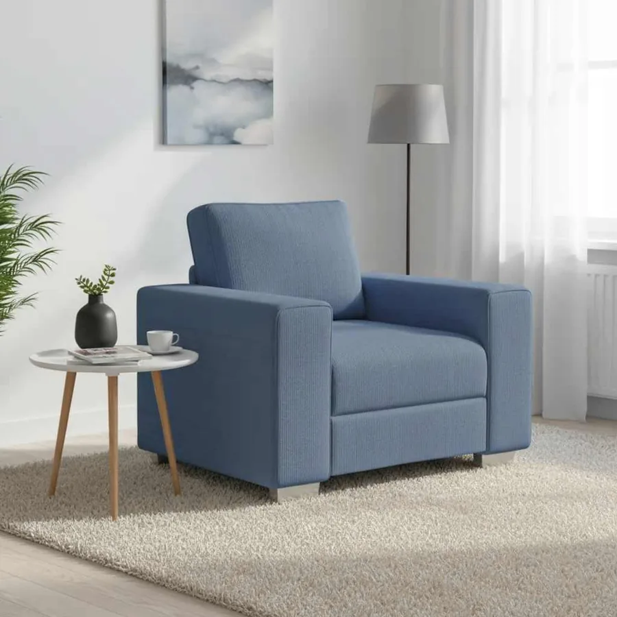 Fauteuil canapé bleu 100x77x82 cm en tissu velours côtelé