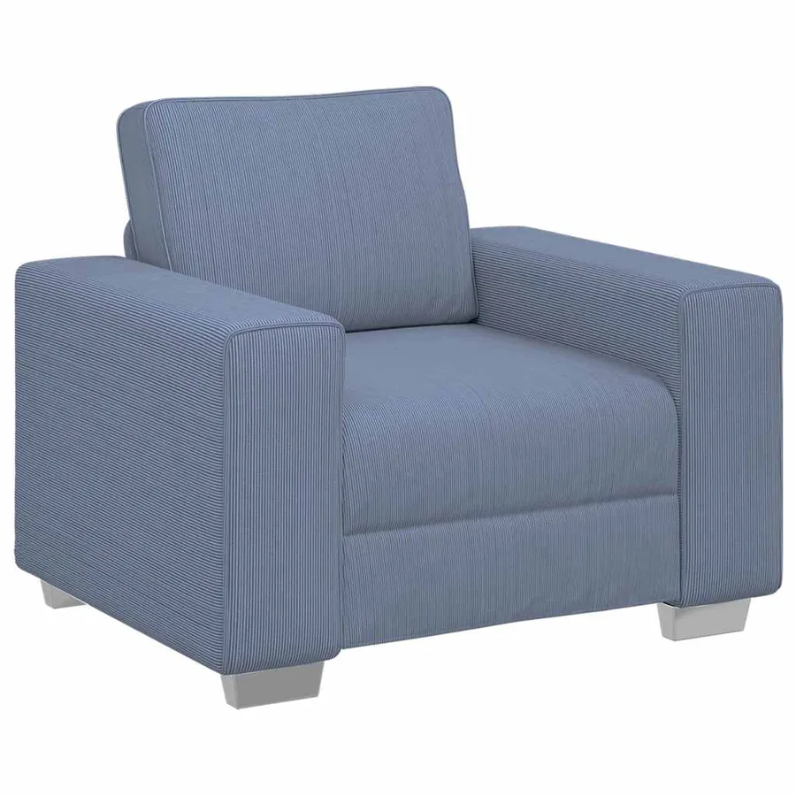 Fauteuil canapé bleu 100x77x82 cm en tissu velours côtelé - 2