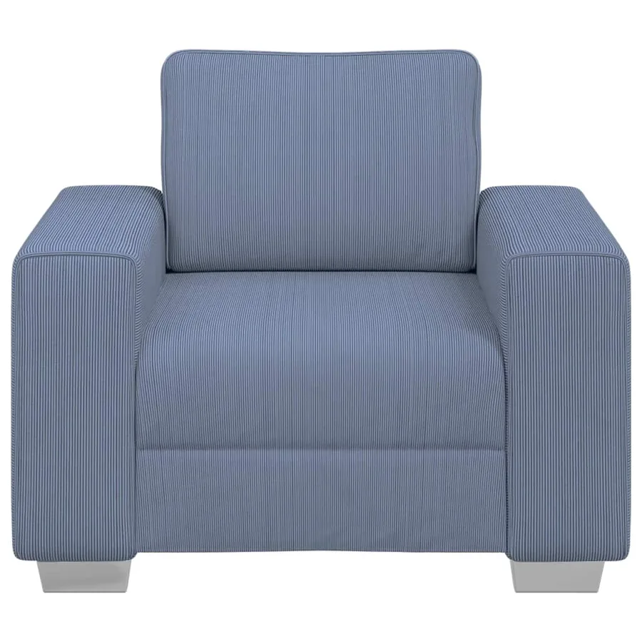 Fauteuil canapé bleu 100x77x82 cm en tissu velours côtelé - 4