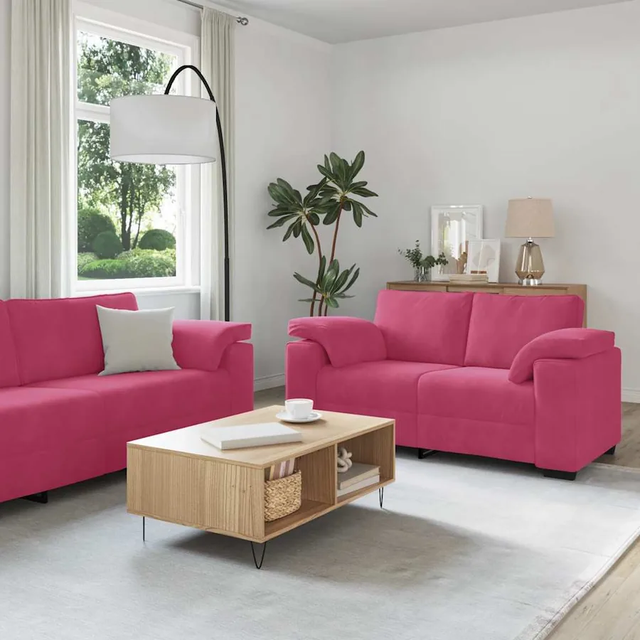 Ensemble de canapés 3 pcs avec coussins Rouge bordeaux Velours