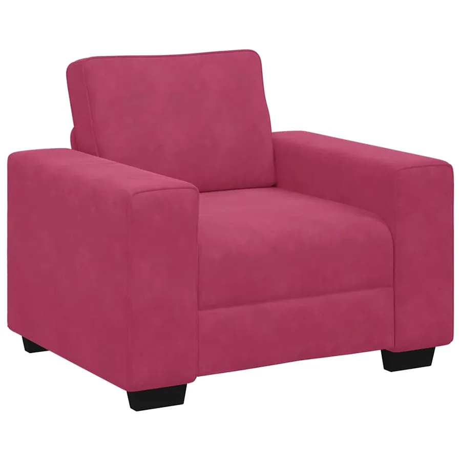Ensemble de canapés 3 pcs avec coussins Rouge bordeaux Velours - 4