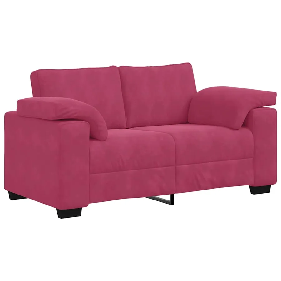 Ensemble de canapés 3 pcs avec coussins Rouge bordeaux Velours - 5