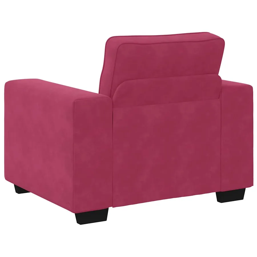 Ensemble de canapés 3 pcs avec coussins Rouge bordeaux Velours - 7