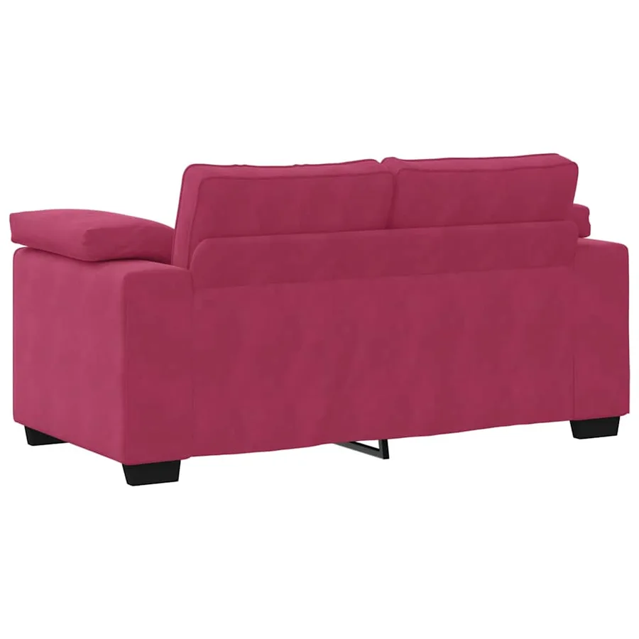 Ensemble de canapés 3 pcs avec coussins Rouge bordeaux Velours - 8