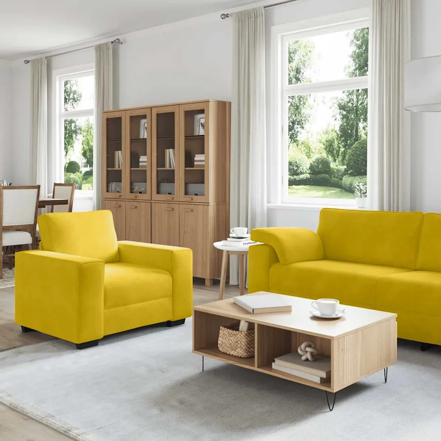 Ensemble de canapés 3 pcs avec coussins Jaune Velours - 3