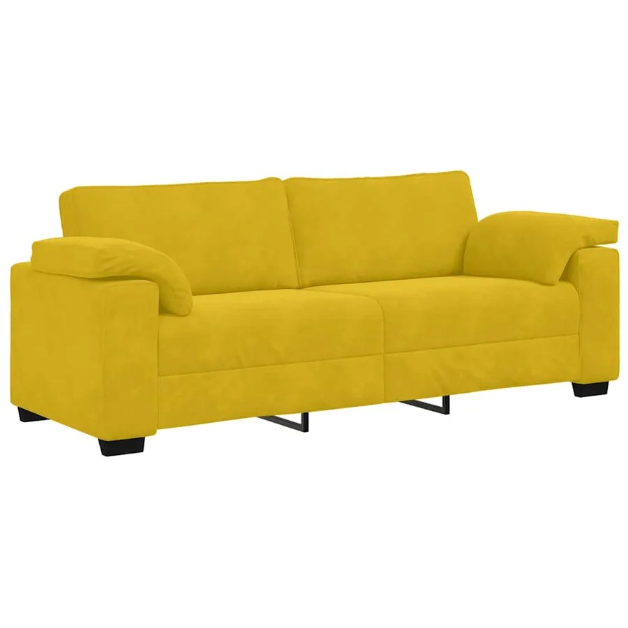 Ensemble canapé 2 pcs avec coussins velours jaune - 5