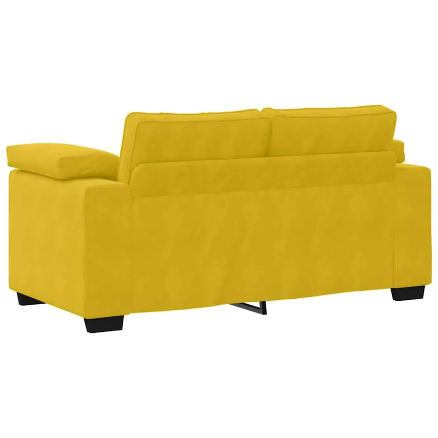 Ensemble canapé 2 pcs avec coussins velours jaune - 6