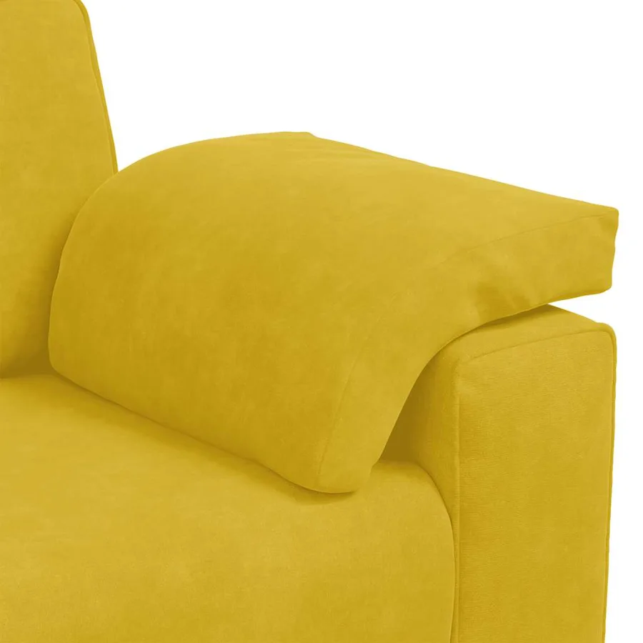 Ensemble canapé 2 pcs avec coussins velours jaune - 8