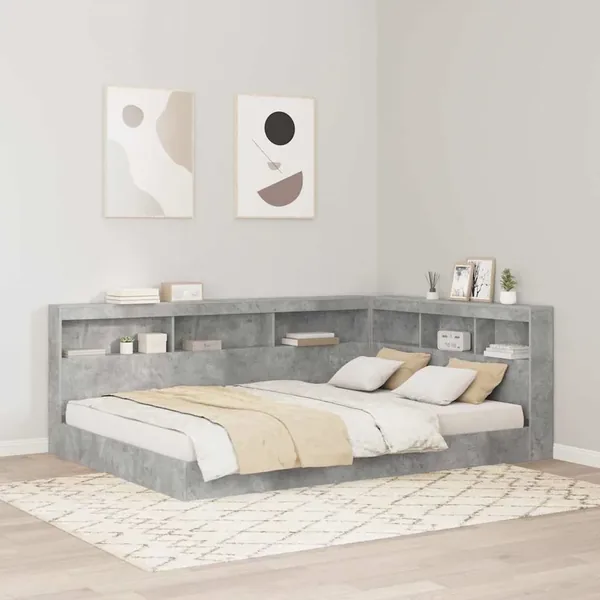 Tête de lit de rangement Gris béton 135 cm Bois d'ingénierie