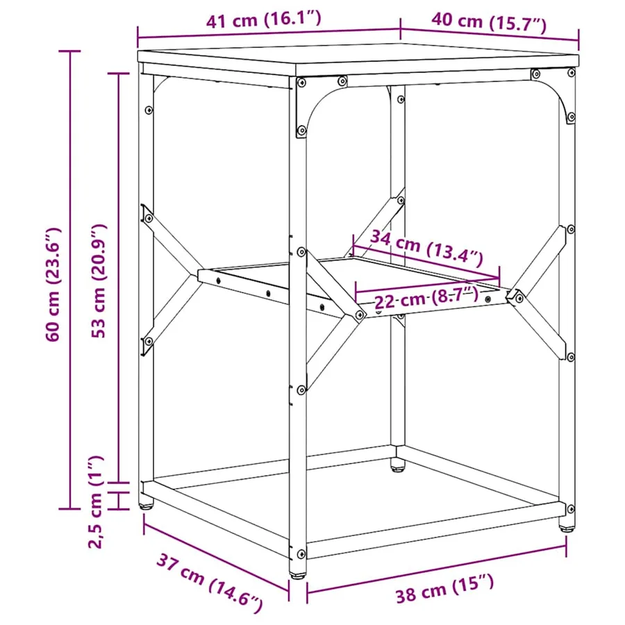 Table d'appoint Gris Sonoma 41 x 40 x 60 cm - 11