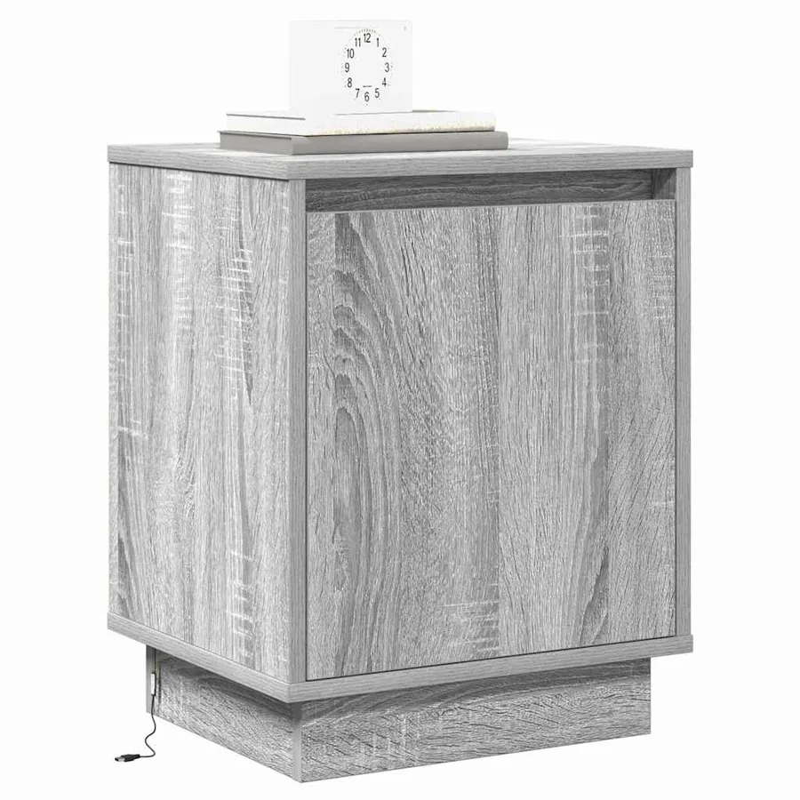 Cabinet de chevet Gris 39 x 34,5 x 50 cm Bois d'ingénierie - 3