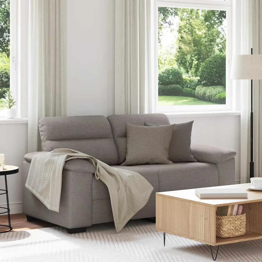 Canapé 2 places taupe 160x81x84 cm en tissu