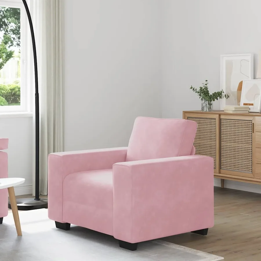Fauteuil canapé rose 100x77x82 cm velours