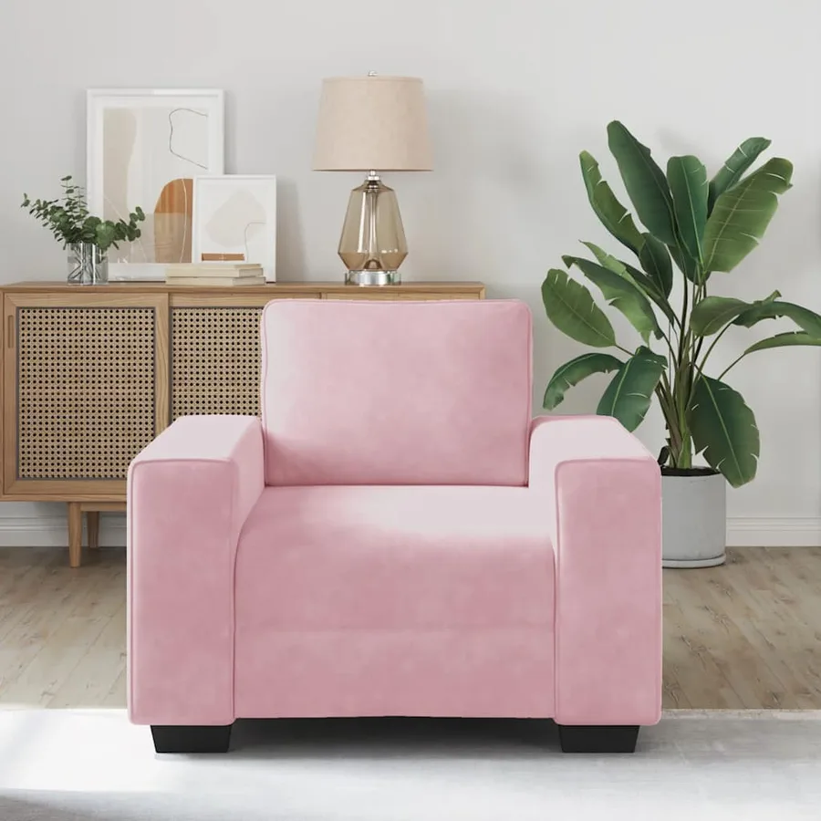 Fauteuil canapé rose 100x77x82 cm velours - 3