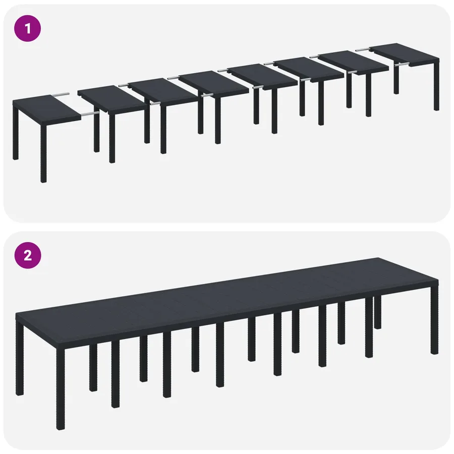 Table de Jardin Anthracite 400 x 100 x 73 cm polyrotin - 11