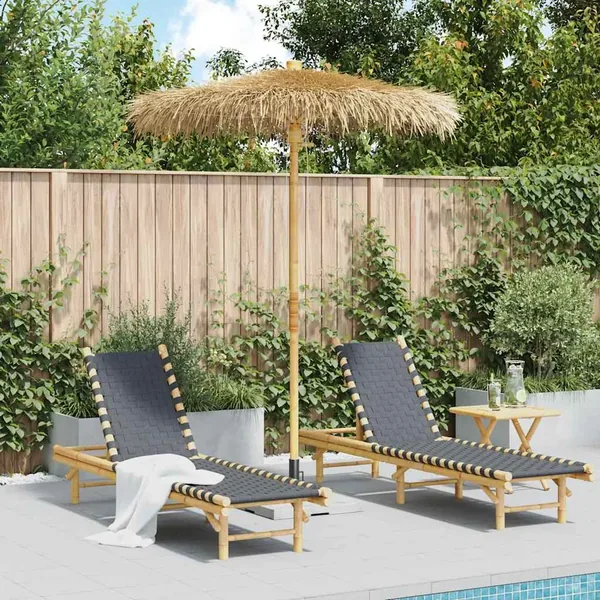 Parasol Tiki avec toile en feuille de bananier 180 cm en bambou