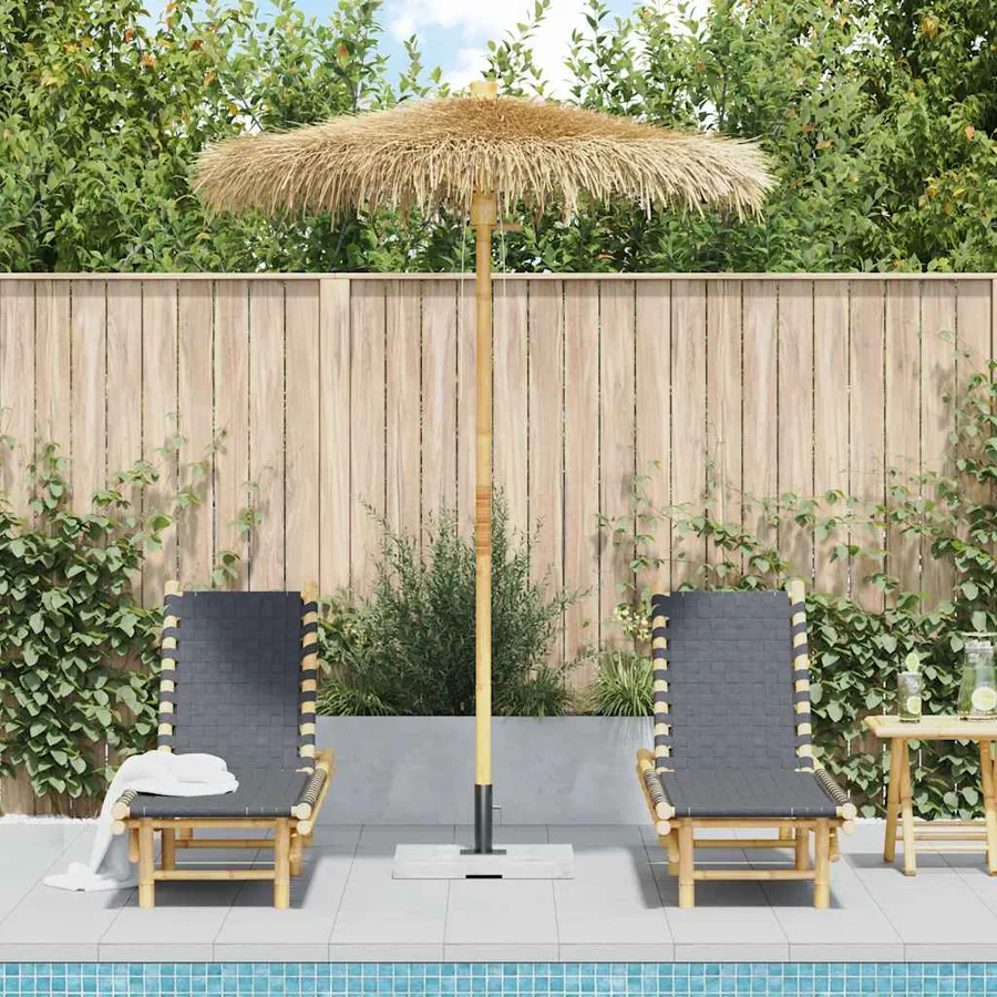 Parasol Tiki avec toile en feuille de bananier 180 cm en bambou - 3