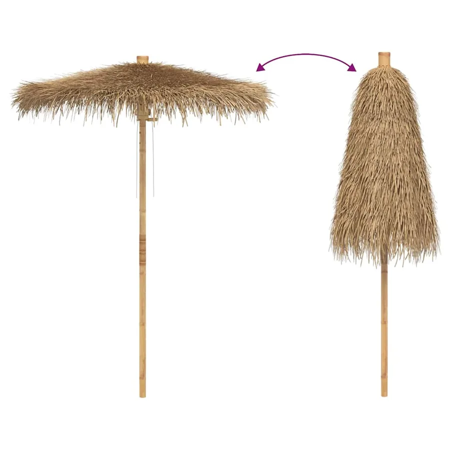 Parasol Tiki avec toile en feuille de bananier 180 cm en bambou - 5