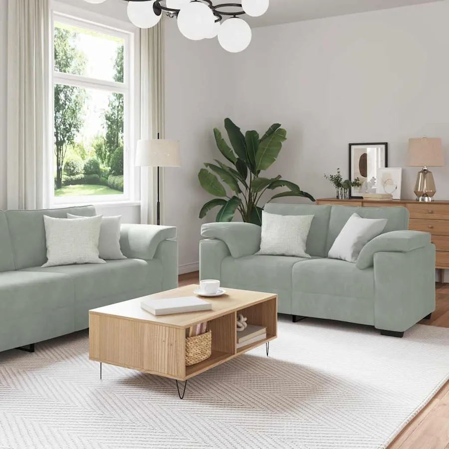 Ensemble de canapés 3 pcs avec coussins Gris clair Velours