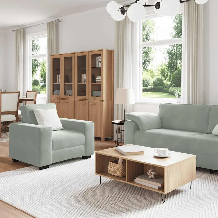 Ensemble de canapés 3 pcs avec coussins Gris clair Velours - 3