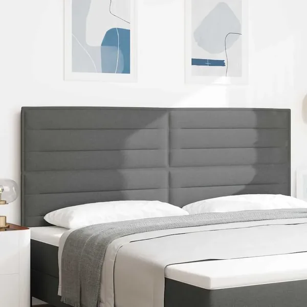 Tête de lit LED avec bandes LED Gris foncé 200 cm tissu