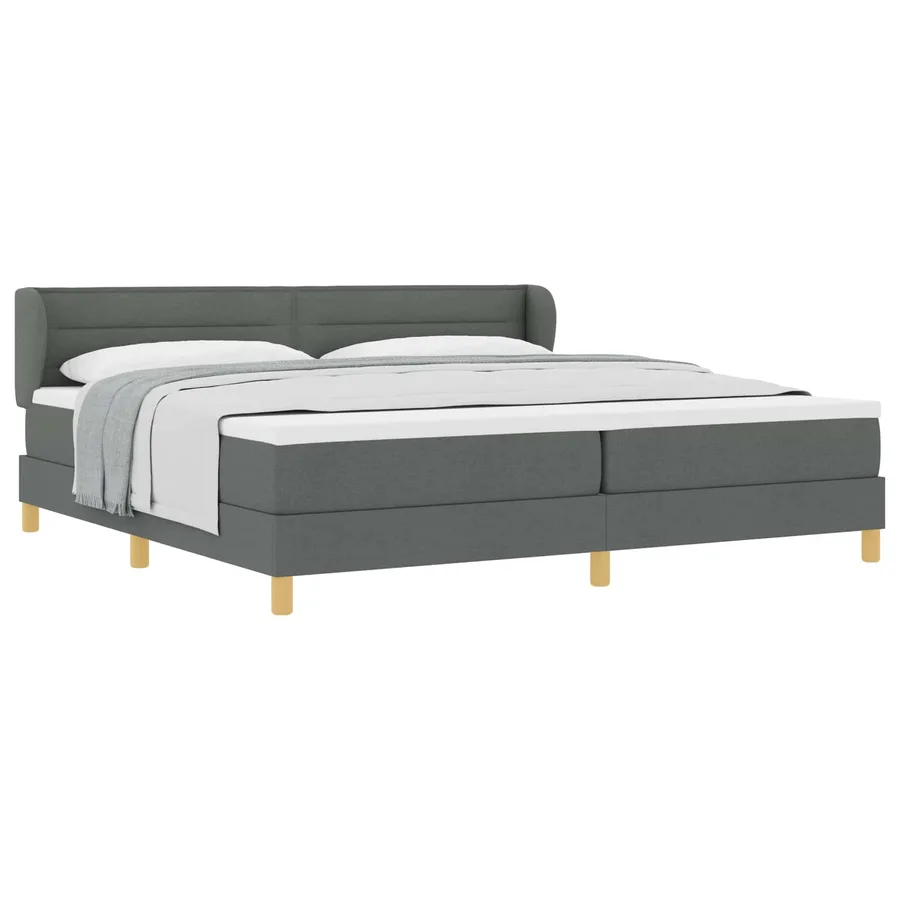 Lit à ressorts avec matelas Gris foncé 200 x 200 cm tissu - 2