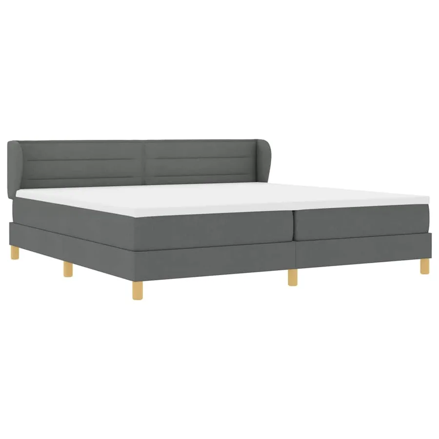 Lit à ressorts avec matelas Gris foncé 200 x 200 cm tissu - 6