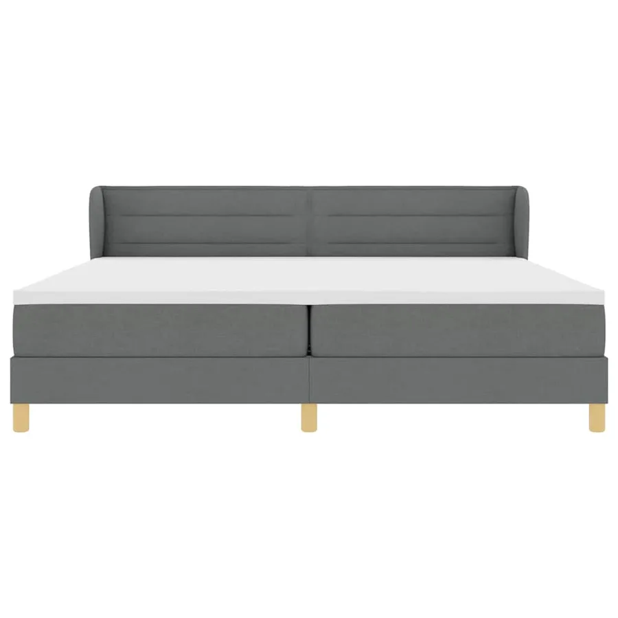 Lit à ressorts avec matelas Gris foncé 200 x 200 cm tissu - 7