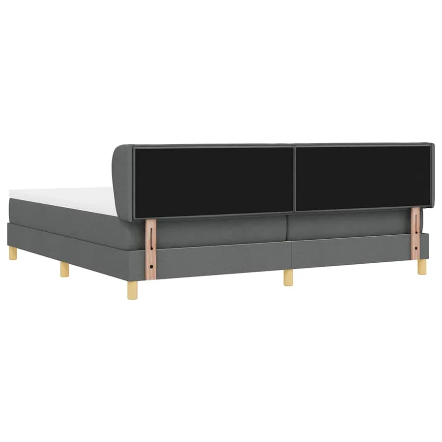 Lit à ressorts avec matelas Gris foncé 200 x 200 cm tissu - 9