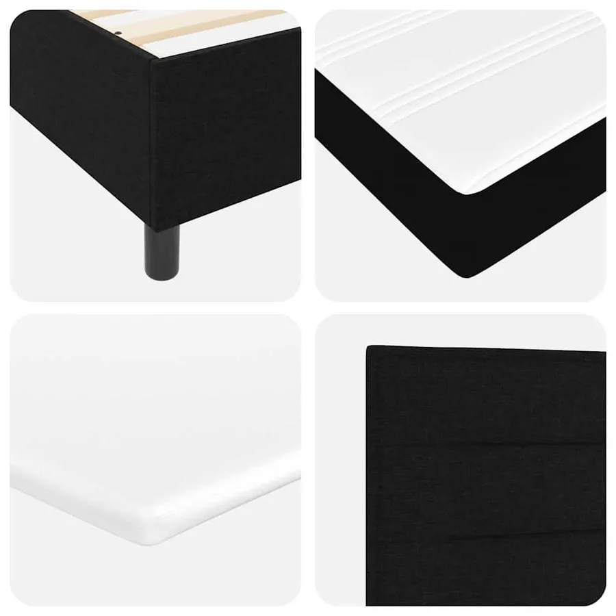 Lit à ressorts avec matelas Noir 100 x 200 cm tissu - 8
