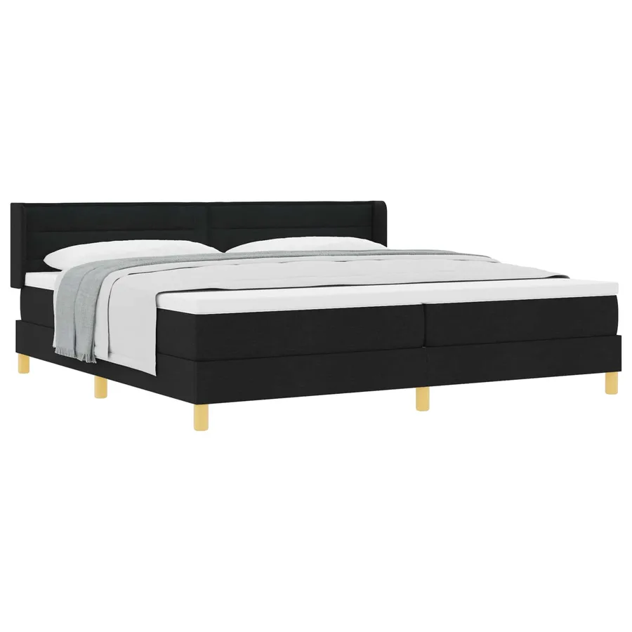 Lit à ressorts avec matelas Noir 200 x 200 cm tissu - 2